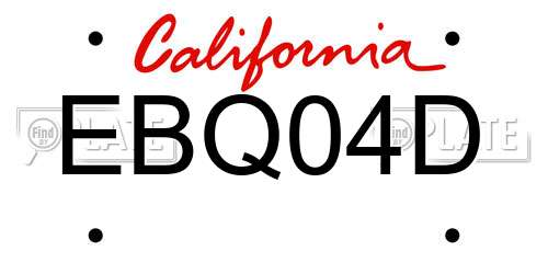 EBQ04D California License Plate