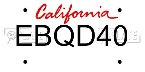 EBQD40 California License Plate