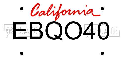 EBQO40 California License Plate