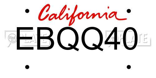 EBQQ40 California License Plate