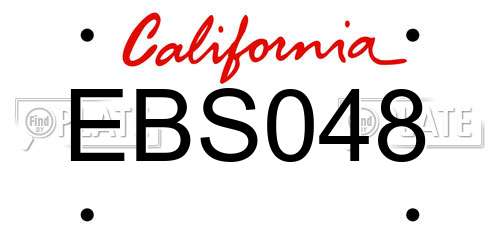 EBS048 California License Plate