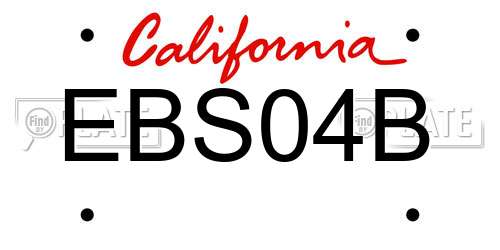 EBS04B California License Plate