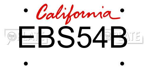 EBS54B California License Plate