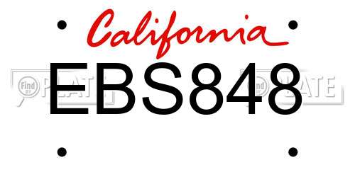 EBS848 California License Plate