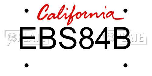 EBS84B California License Plate