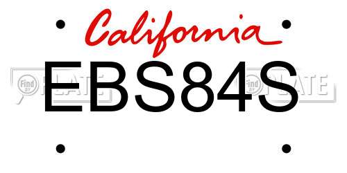 EBS84S California License Plate