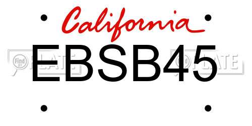 EBSB45 California License Plate