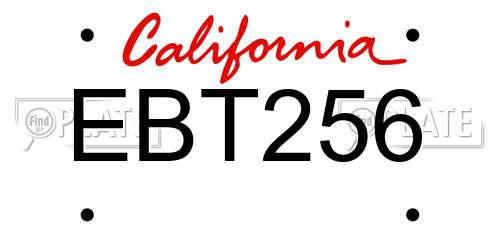 EBT256 California License Plate