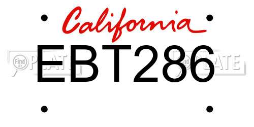 EBT286 California License Plate