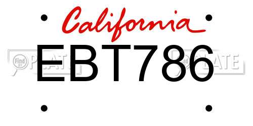 EBT786 California License Plate