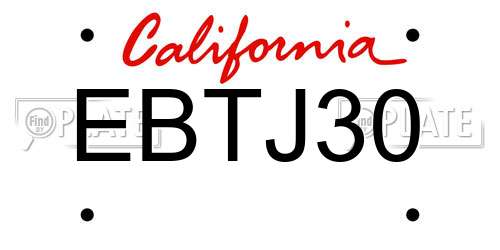 EBTJ30 California License Plate