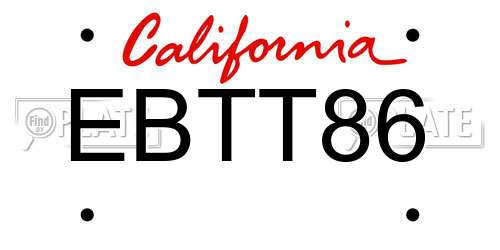 EBTT86 California License Plate