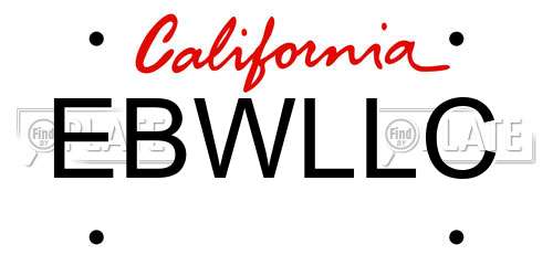 EBWLLC California License Plate