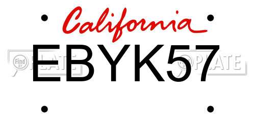 EBYK57 California License Plate