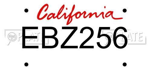 EBZ256 California License Plate
