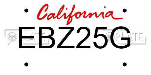 EBZ25G California License Plate