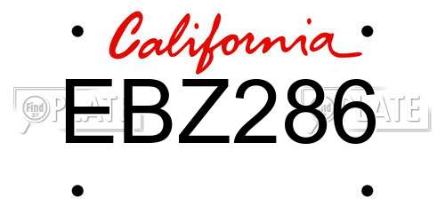 EBZ286 California License Plate
