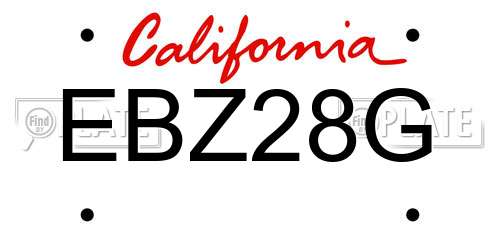 EBZ28G California License Plate