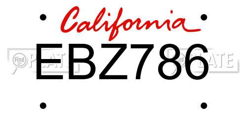 EBZ786 California License Plate