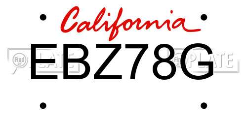 EBZ78G California License Plate