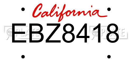 EBZ8418 California License Plate