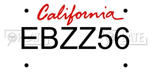EBZZ56 California License Plate