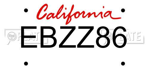 EBZZ86 California License Plate