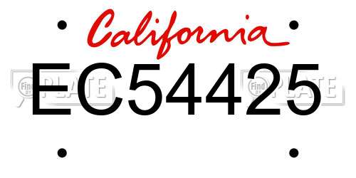 EC54425 California License Plate