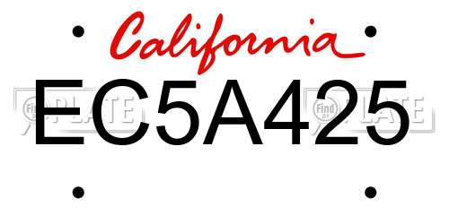 EC5A425 California License Plate