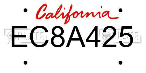 EC8A425 California License Plate