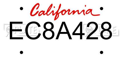 EC8A428 California License Plate
