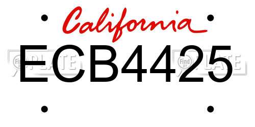 ECB4425 California License Plate