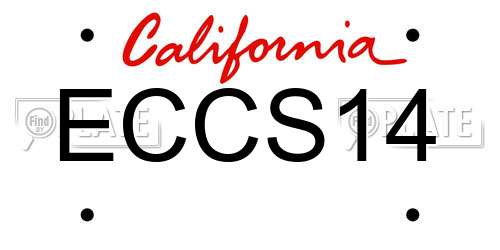 ECCS14 California License Plate