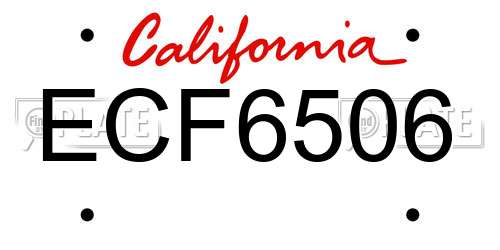 ECF6506 California License Plate