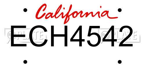 ECH4542 California License Plate