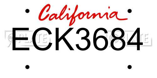 ECK3684 California License Plate