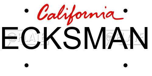 ECKSMAN California License Plate