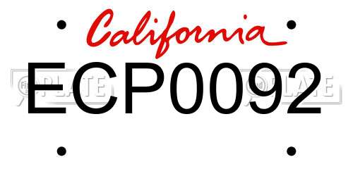ECP0092 California License Plate