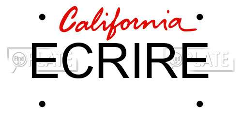 ECRIRE California License Plate
