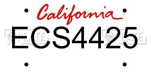ECS4425 California License Plate