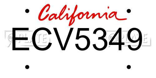 ECV5349 California License Plate