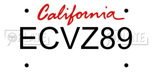 ECVZ89 California License Plate