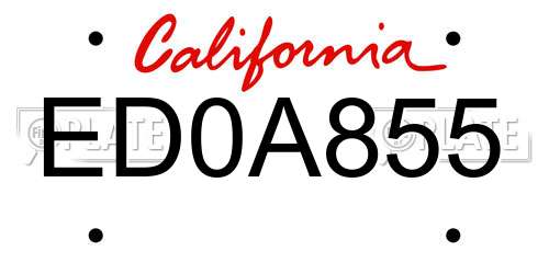 ED0A855 California License Plate