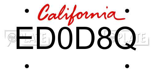 ED0D8Q California License Plate