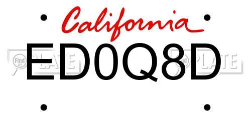 ED0Q8D California License Plate
