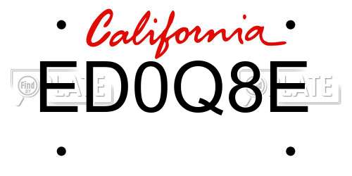 ED0Q8E California License Plate