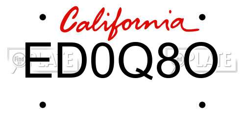 ED0Q8O California License Plate