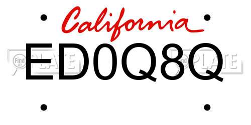 ED0Q8Q California License Plate