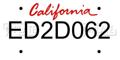 ED2D062 California License Plate