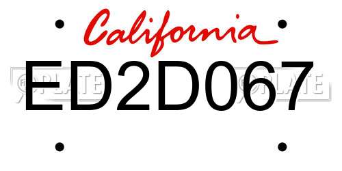 ED2D067 California License Plate